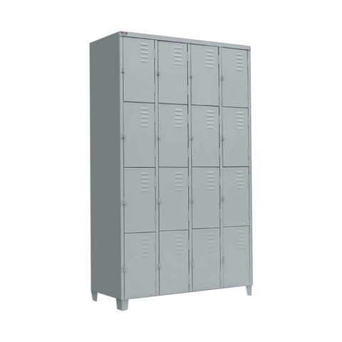 Armário Roupeiro De Aço Vestiário Academia 16 Portas Locker Cinza