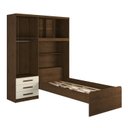 Ver imagem 3 de Guarda-Roupa Solteiro com Cama Integrada 4 Portas 3 Gavetas Cancun Yescasa Amadeirado/Offwhite