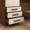 Ver imagem 4 de Guarda-Roupa Solteiro com Cama Integrada 4 Portas 3 Gavetas Cancun Yescasa Amadeirado/Offwhite