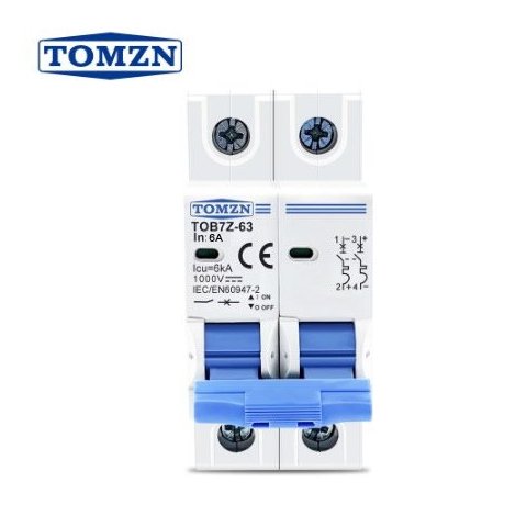 Disjuntor Dc/cc 6a 1000v Bipolar P/ Painéis Solar / Baterias - Tomzn