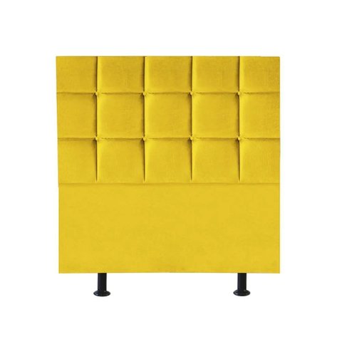 Cabeceira Estofada Cama Box Solteiro 90cm Espanha Suede Amarelo- Mabe Magazine