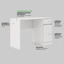 Escrivaninha 109cm 1 Porta 1 Gaveta Office Morada - 10