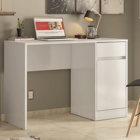 Escrivaninha Mesa Escritório 109cm 1 Porta 1 Gaveta Office Morada