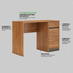 Escrivaninha 109cm 1 Porta 1 Gaveta Office Morada  - 11