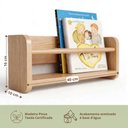 Ver imagem 2 de Porta-Livros Infantil Montessori Ciranda Quarto de Bebê Madeira Maciça