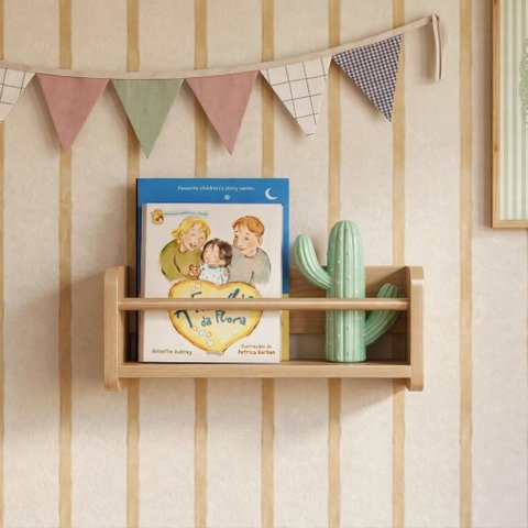 Porta-Livros Infantil Montessori Ciranda Quarto de Bebê Madeira Maciça