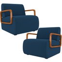 Ver imagem 1 de Kit 02 Poltronas Decorativa Orgânica Bruxelas K01 Veludo Azul Marinho - Lyam Decor
