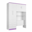 Ver imagem 6 de Guarda-Roupa Solteiro com Cabeceira e Baú 4 Portas 3 Gavetas Cancun Yescasa Branco