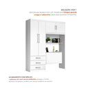 Ver imagem 5 de Guarda-Roupa Solteiro com Cabeceira e Baú 4 Portas 3 Gavetas Cancun Branco