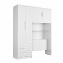 Ver imagem 5 de Guarda-Roupa Solteiro com Cabeceira e Baú 4 Portas 3 Gavetas Cancun Yescasa Branco
