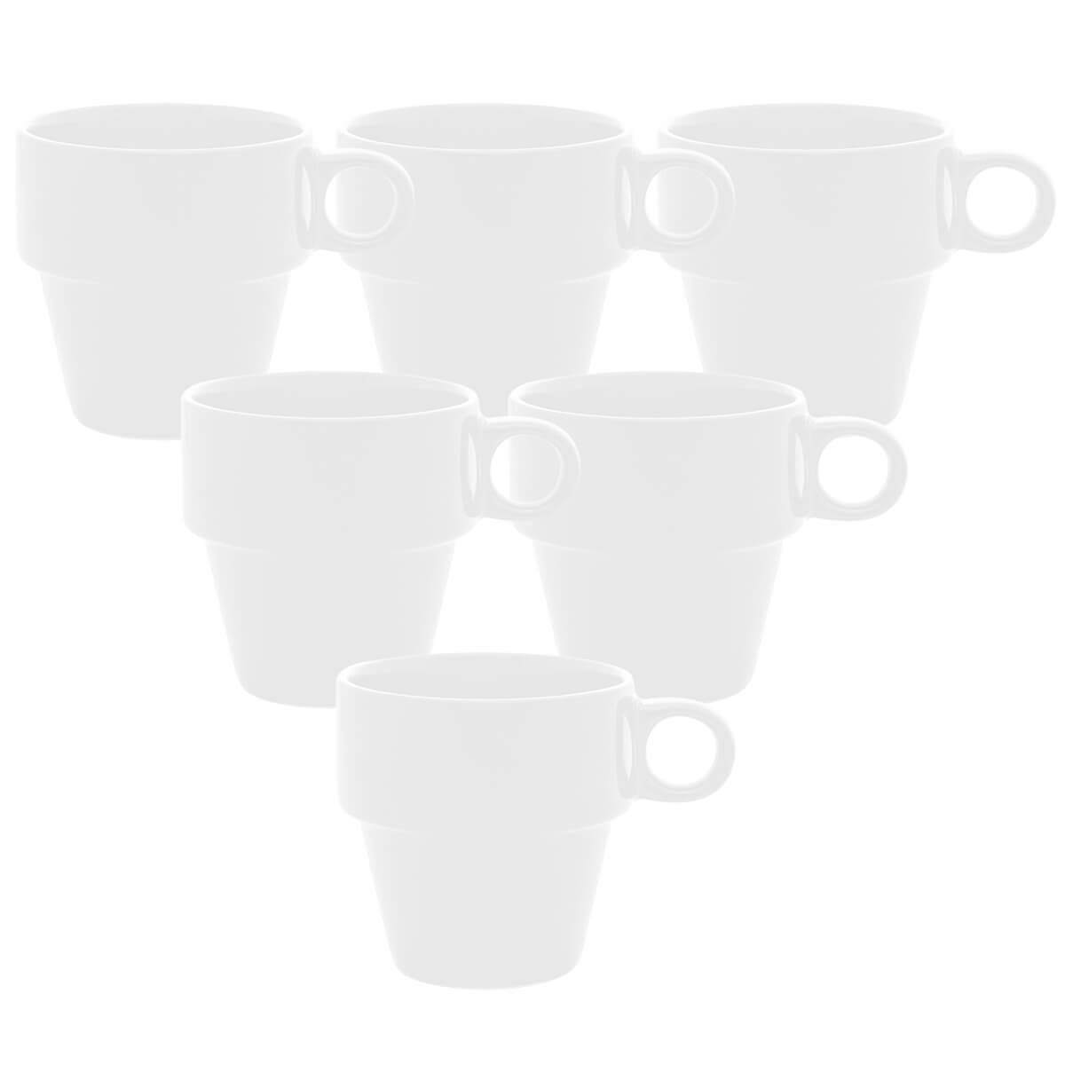 Kit 6 Xícaras Caneca Branca Empilhável Cafezinho 90ml - 1