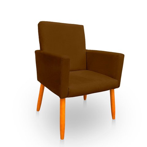 Poltrona Nina Decorativa Suede Marrom para Escritorio, Sala Salão Biselos-Decor