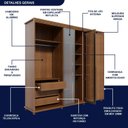 Ver mais imagens de Guarda-Roupa 6 Portas com Reflecta Barcelona Marrom/Freijó