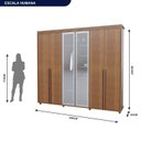 Ver imagem 3 de Guarda-Roupa 6 Portas com Reflecta Barcelona Marrom/Freijó