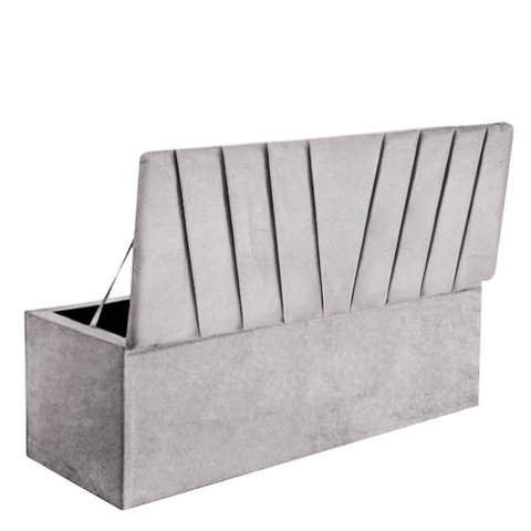 Calçadeira Baú Recamier Estofada Cama de Casal 140cm Bélgica Suede Cinza Claro- Mabe Magazine