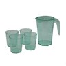 Kit Suco 1 Jarra de 1,5 litros com 4 Copos de 400 ml Cozinha Dehaus Verde Água Cristal Dhause - 1