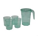 Ver imagem 1 de Kit Suco 1 Jarra de 1,5 Litros com 4 Copos de 400 Ml Cozinha Dehaus Verde Água Cristal Dhause