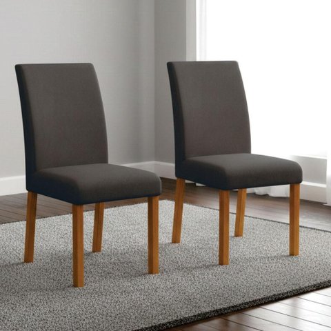 Cadeira para Mesa de Jantar Napoli Gold Kit 2 Peças Cinamomo Joli Chumbo - Leifer