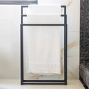 Ver imagem 7 de Toalheiro De Piso Triplo Banheiro Lavabo Lovell Metal Preto DHom