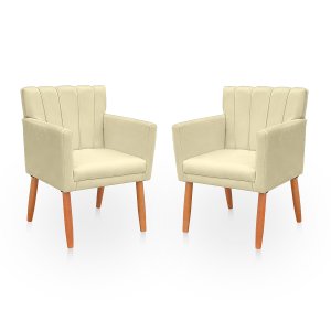 Kit 2 Poltrona Cadeira para Sala Confortável e Reforçada Carol Suede