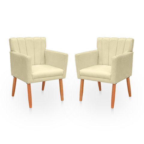 Kit 2 Poltrona Cadeira para Sala Confortável e Reforçada Carol Suede