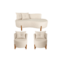 Ver imagem 2 de Conjunto 2 Poltronas + Sofá Curvo Orgânico Boucle Bege - Montanaris Decor