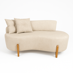 Conjunto 2 Poltronas + Sofá Curvo Orgânico Boucle Bege - Montanaris Decor - 3