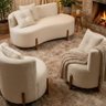 Conjunto 2 Poltronas + Sofá Curvo Orgânico Boucle Bege - Montanaris Decor - 4