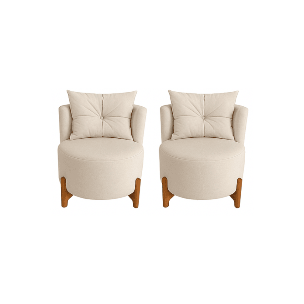 Conjunto 2 Poltronas + Sofá Curvo Orgânico Boucle Bege - Montanaris Decor - 4
