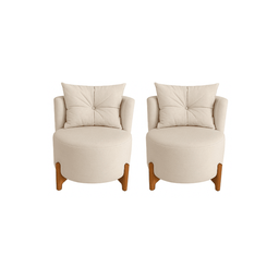 Conjunto 2 Poltronas + Sofá Curvo Orgânico Boucle Bege - Montanaris Decor - 4