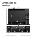 Ver imagem 3 de Rack com Painel para TV até 60 Polegadas 180 cm Preto Cancun Madesa