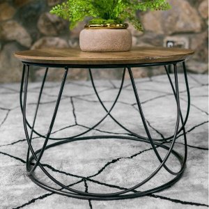 Mesa de Centro Redonda Base Aramada Cidreira