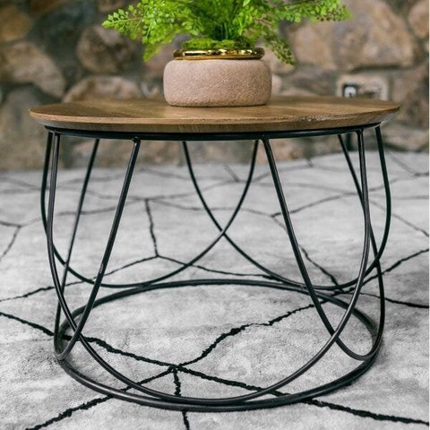 Mesa de Centro Redonda Base Aramada Cidreira