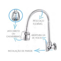 Torneira Gourmet Junior De Parede ¼ De Volta Metal Cromado - 2