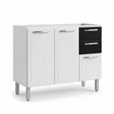 Ver imagem 2 de Balcão de Cozinha em Aço 3 Portas e 2 Gavetas 120cm sem Tampo Tarsila Itatiaia Preto/Branco