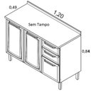 Ver imagem 3 de Balcão Cozinha em Aço 3 Portas 2 Gavetas 120cm sem tampo Dobradiças Slow Motion Tarsila Itatiaia 