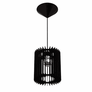 Luminária Teto tipo Pendente TURMALINA MDF - Completa - Cor: Preta