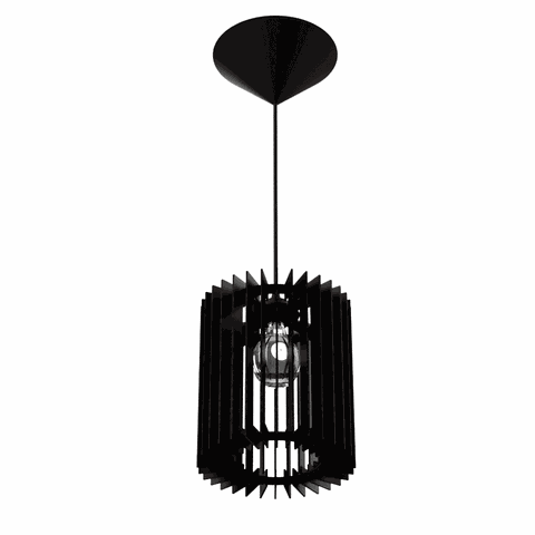 Luminária Teto tipo Pendente TURMALINA MDF - Completa - Cor: Preta