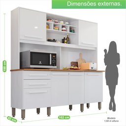 Armário de Cozinha com Balcão Mdp 6 Portas Branco - 6