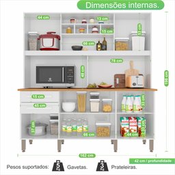 Armário de Cozinha com Balcão Mdp 6 Portas Branco - 4