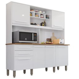 Armário de Cozinha com Balcão Mdp 6 Portas Branco - 1
