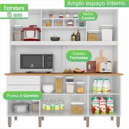 Armário de Cozinha com Balcão Mdp 6 Portas Branco - 5