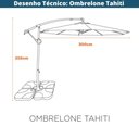 Ver imagem 7 de Ombrelone Lateral Tahiti Bahamas Fratini 300cm Alumínio Capa Poliéster Marrom Taupe Base Lateral
