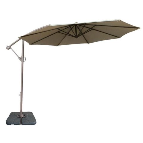 Ombrelone Lateral Tahiti Bahamas Fratini 300cm Alumínio Capa Poliéster Marrom Taupe Base Lateral
