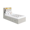 Ver imagem 2 de Cama de Solteiro com 3 Gavetas Cabeceira com Organizador e Iluminação em LED Genebra