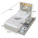 Ver imagem 3 de Cama de Solteiro com 3 Gavetas Cabeceira com Organizador e Iluminação em LED Genebra