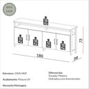 Ver imagem 3 de Buffet com 4 Portas 180cm Industrial Marrom/Freijó/Preto