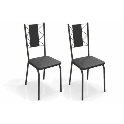 Kit 2 Cadeiras Sala Jantar Lisboa 2c076prf Aço 2 Un Preto/ano Preto - Kappesberg