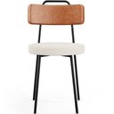 Ver imagem 3 de Cadeira Decorativa Estofada Para Sala De Jantar Barcelona L02 Couríssimo Camel Linho Cru - Lyam