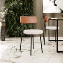 Ver imagem 2 de Cadeira Decorativa Estofada Para Sala De Jantar Barcelona L02 Couríssimo Camel Linho Cru - Lyam